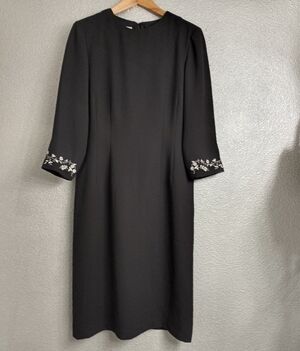 Liz Claiborne Black Embroidered Dress    Size 8